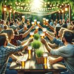 DALL·E 2023-11-12 14.00.08 - A photorealistic image of people in a beer garden, toasting with beer glasses. The scene captures a group of diverse individuals, sitting around a lar.png